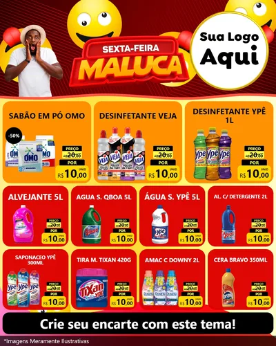 Modelo de Rede Social para Feed Instagram com o tema Sexta-feira Maluca para Produtos de Limpeza
