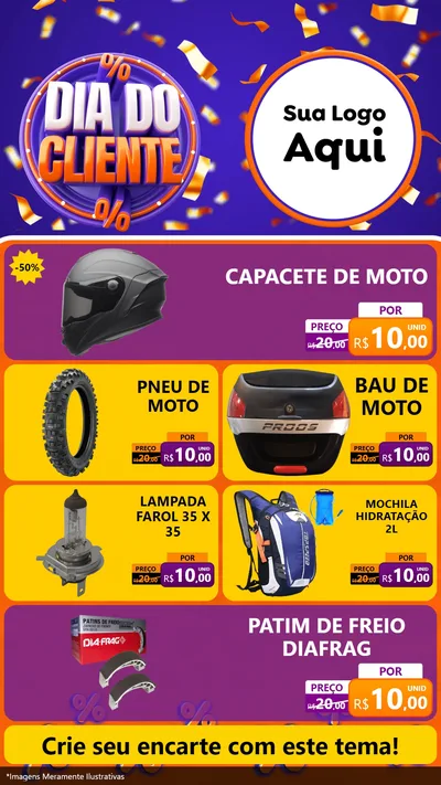 Modelo de TV para TV Vertical com o tema Dia do Cliente para Moto peças