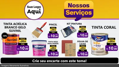 Modelo de TV para TV Horizontal com o tema Nossos Serviços para Tintas e Ferramentas
