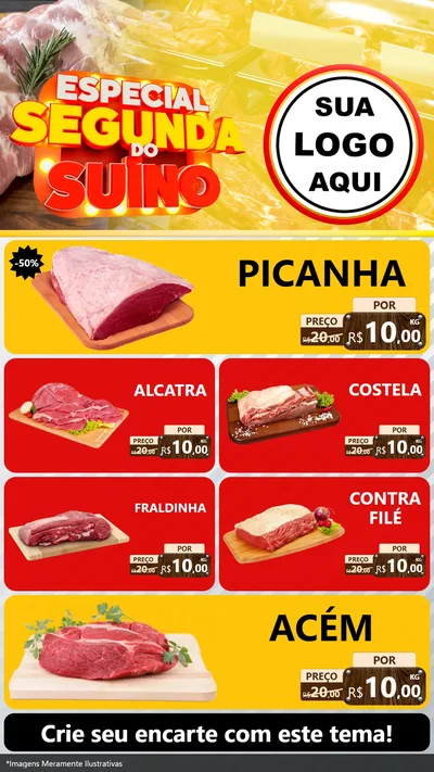 Modelo de TV para TV Vertical com o tema Especial Segunda do Suíno para Açougue