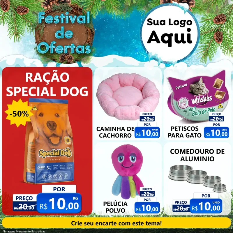 Modelo de Rede Social para Feed Facebook com o tema Festival de Ofertas - Inverno para Pet Shop