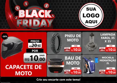 Modelo de Encarte para Encarte A4 Horizontal com o tema Black Friday para Moto peças