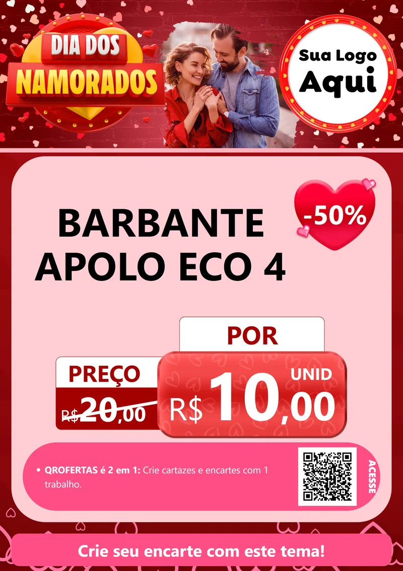 Modelo de Cartaz para Cartaz A4 Vertical com o tema Dia Dos Namorados para Armarinho e Aviamentos