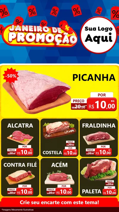Modelo de Rede Social para Stories com o tema Janeiro de Promoção para Açougue