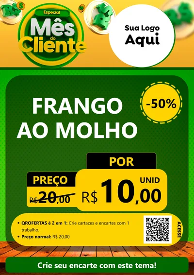 Modelo de Cartaz para Cartaz A4 Vertical com o tema Especial Mês do Cliente para Restaurante