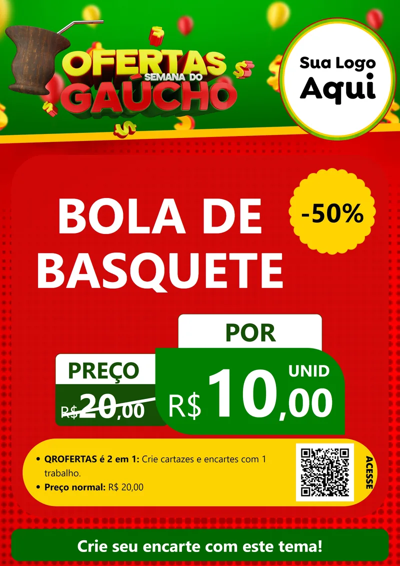 Modelo de Cartaz para Cartaz A4 Vertical com o tema Ofertas Semana Do Gaúcho para Artigos Esportivos