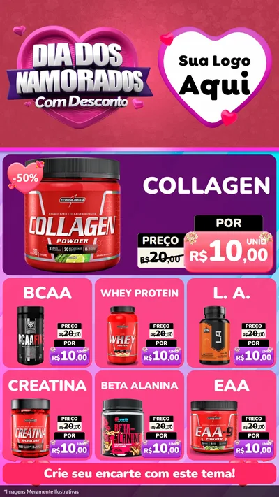 Modelo de Rede Social para Stories com o tema Dia Dos Namorados Com Desconto para Suplementos alimentares