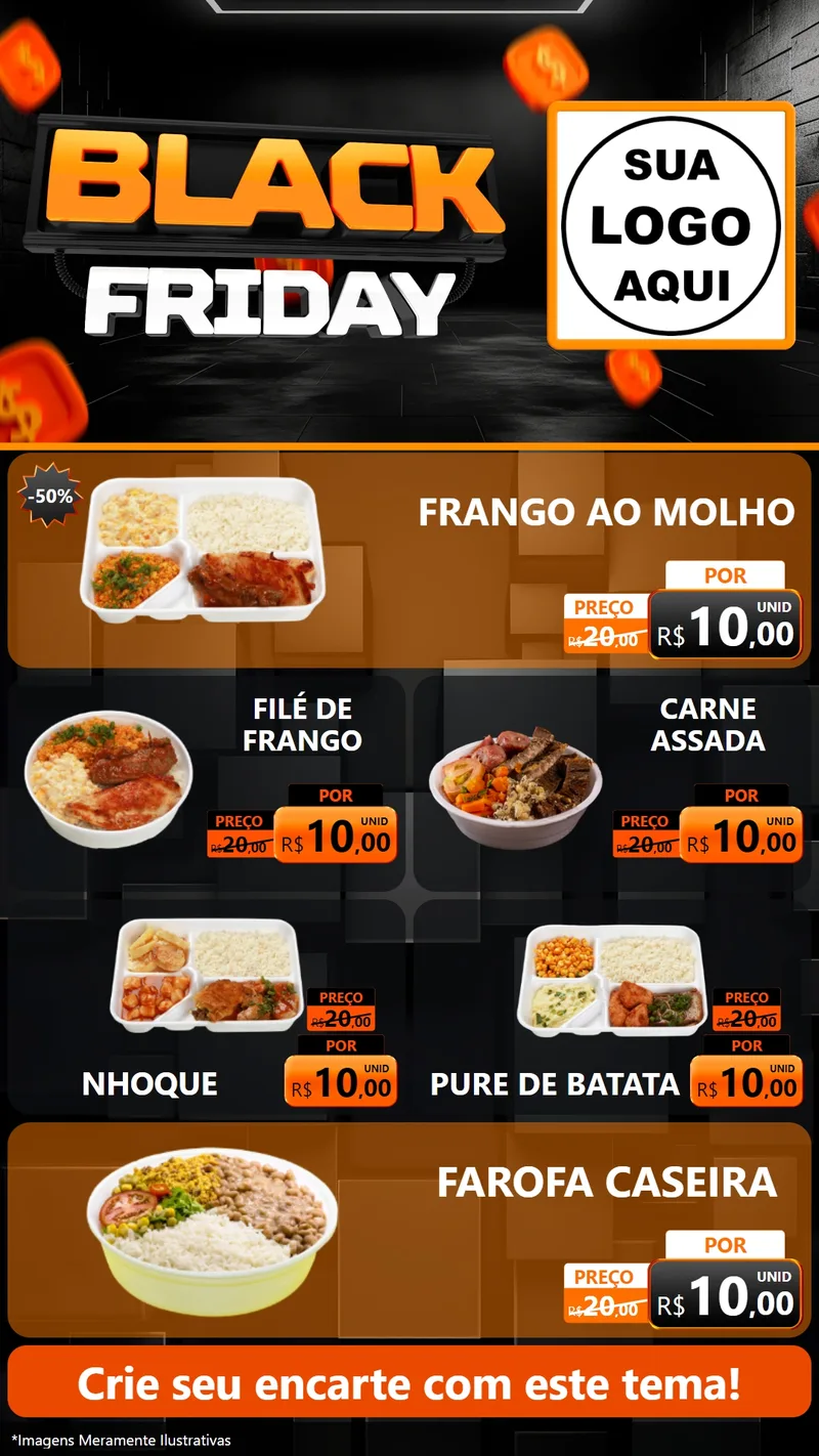 Modelo de TV para TV Vertical com o tema Black Friday para Restaurante
