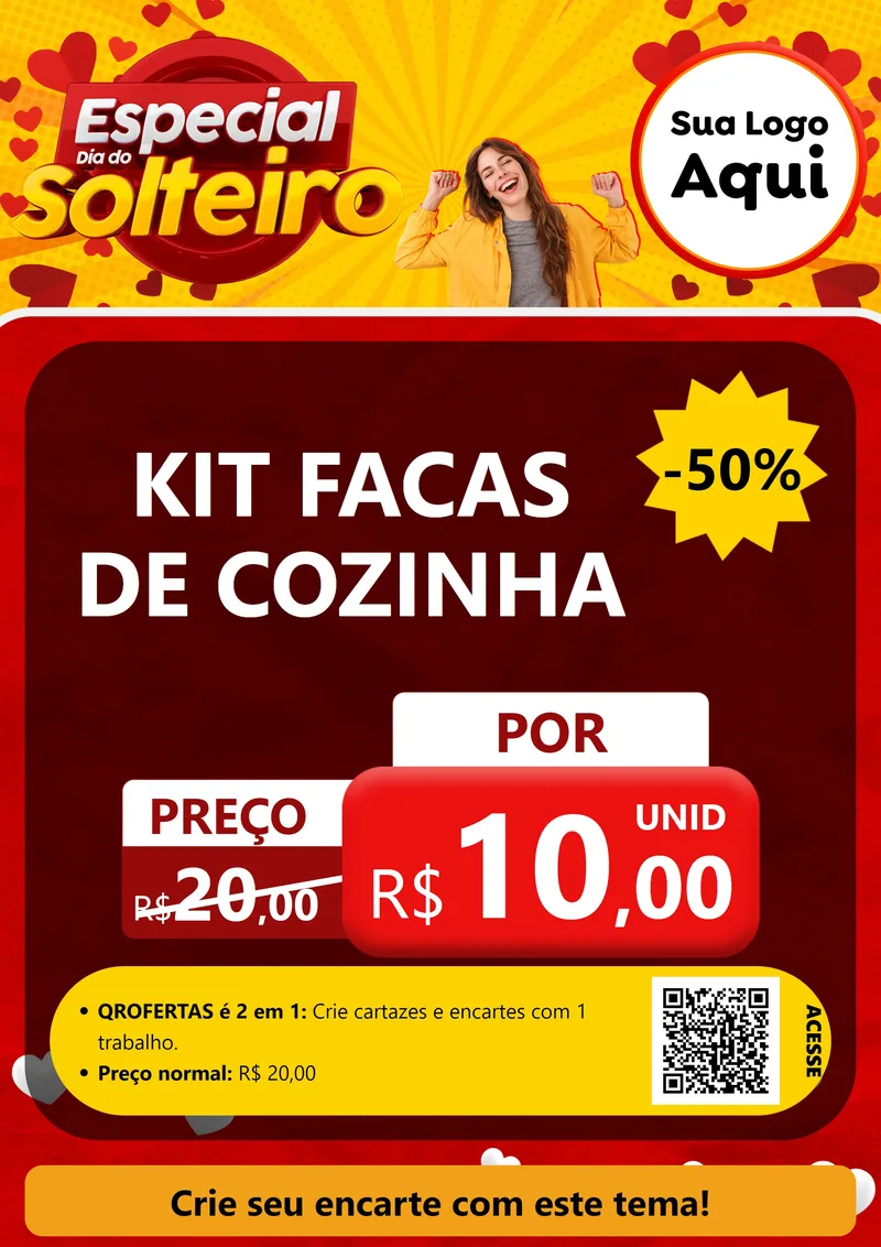 Modelo de Cartaz para Cartaz A4 Vertical com o tema Especial Dia do Solteiro para Utilidades Domésticas