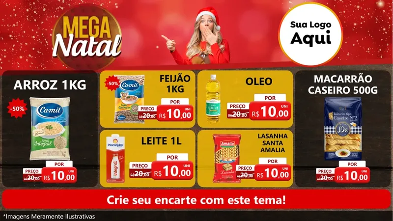 Modelo de TV para TV Horizontal com o tema Mega Natal para Supermercado
