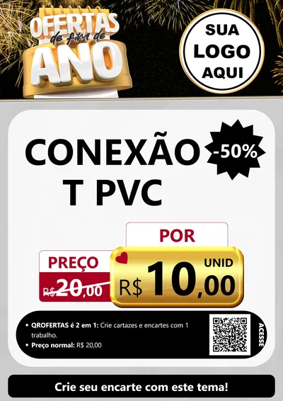 Modelo de Cartaz para Cartaz A4 Vertical com o tema Ofertas de Fim de Ano para Tubos e conexões