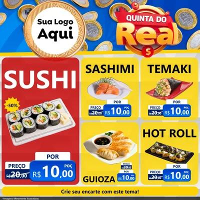 Modelo de Rede Social para Feed Facebook com o tema Quinta do Real para Comida japonesa
