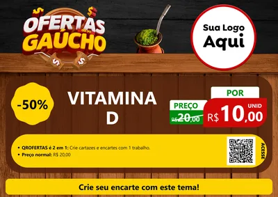 Modelo de Cartaz para Cartaz A4 Horizontal com o tema Ofertas Dia do Gaúcho para Farmácia