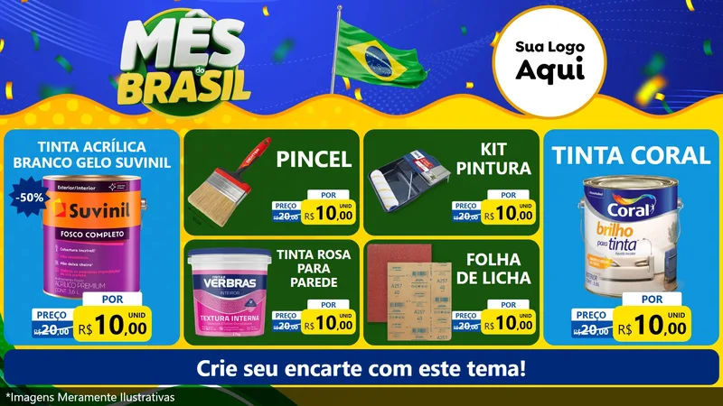 Modelo de TV para TV Horizontal com o tema Mês do Brasil para Tintas e Ferramentas