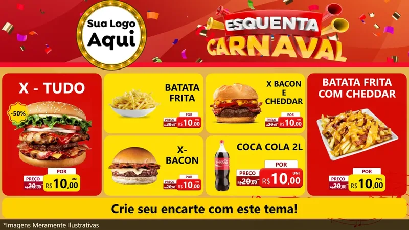 Modelo de TV para TV Horizontal com o tema Esquenta Carnaval para Hamburgueria