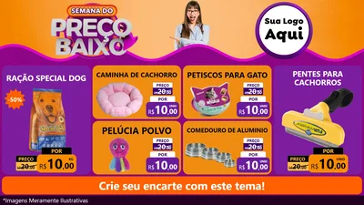Modelo de TV para TV Horizontal com o tema Semana do Preço Baixo para Pet Shop