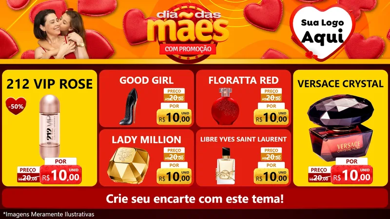 Modelo de TV para TV Horizontal com o tema Dia das Mães com Promoção para Perfumes