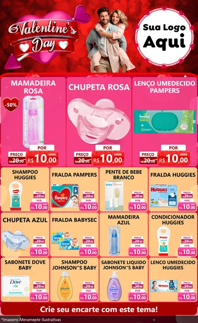 Modelo de Encarte para Encarte Grande com o tema Valentine's Day para Bebês