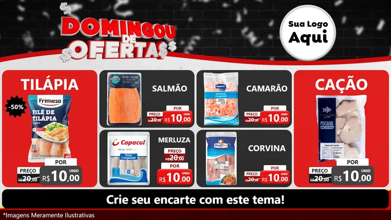 Modelo de TV para TV Horizontal com o tema Domingou de Ofertas para Peixaria