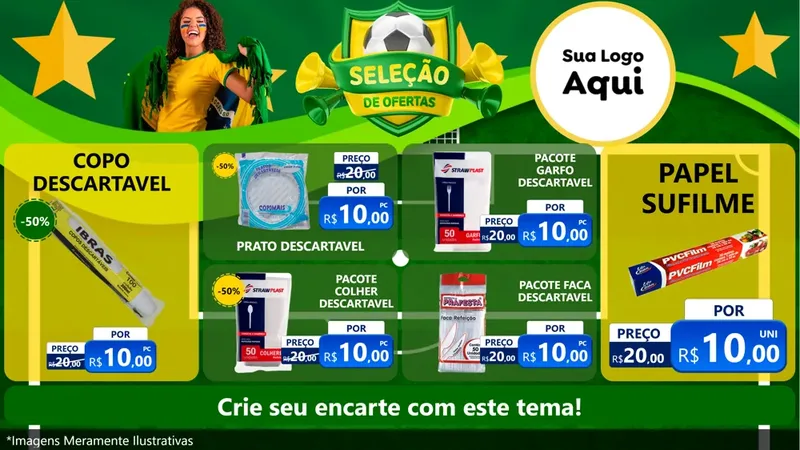 Modelo de TV para TV Horizontal com o tema Seleção de Ofertas - Copa para Embalagens