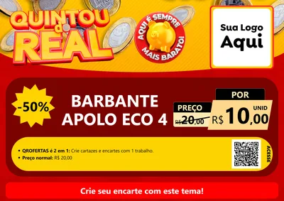 Modelo de Cartaz para Cartaz A4 Horizontal com o tema Quintou do Real para Armarinho e Aviamentos
