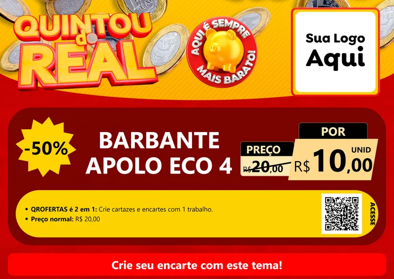 Modelo de Cartaz para Cartaz A4 Horizontal com o tema Quintou do Real para Armarinho e Aviamentos