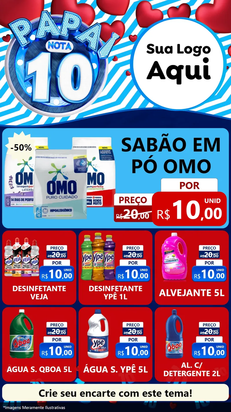 Modelo de Rede Social para Stories com o tema Papai Nota 10 para Produtos de Limpeza