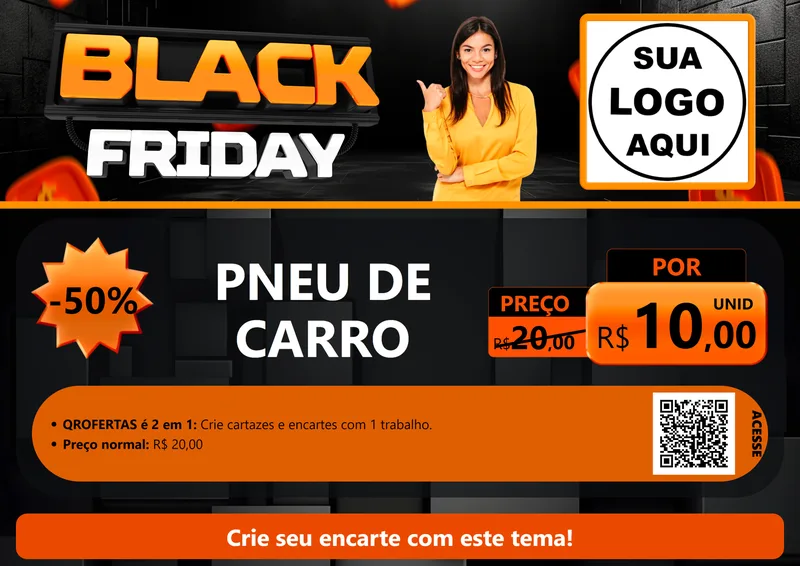 Modelo de Cartaz para Cartaz A4 Horizontal com o tema Black Friday para Auto peças