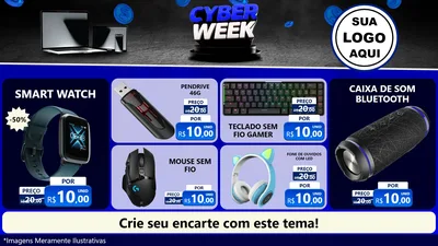 Modelo de TV para TV Horizontal com o tema Cyber Week para Informática