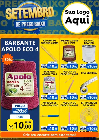 Modelo de Encarte para Encarte A4 Vertical com o tema Setembro De Preço Baixo para Armarinho e Aviamentos