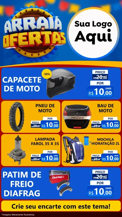 Modelo de TV para TV Vertical com o tema Arraiá de Ofertas - Junina para Moto peças
