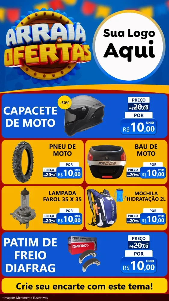 Modelo de TV para TV Vertical com o tema Arraiá de Ofertas - Junina para Moto peças