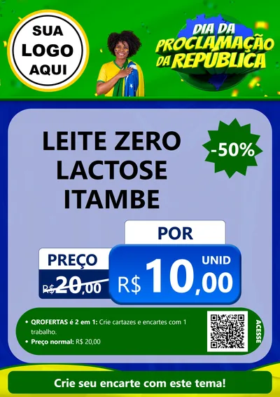 Modelo de Cartaz para Cartaz A4 Vertical com o tema Dia Da Proclamação Da República para Frios e Laticínios