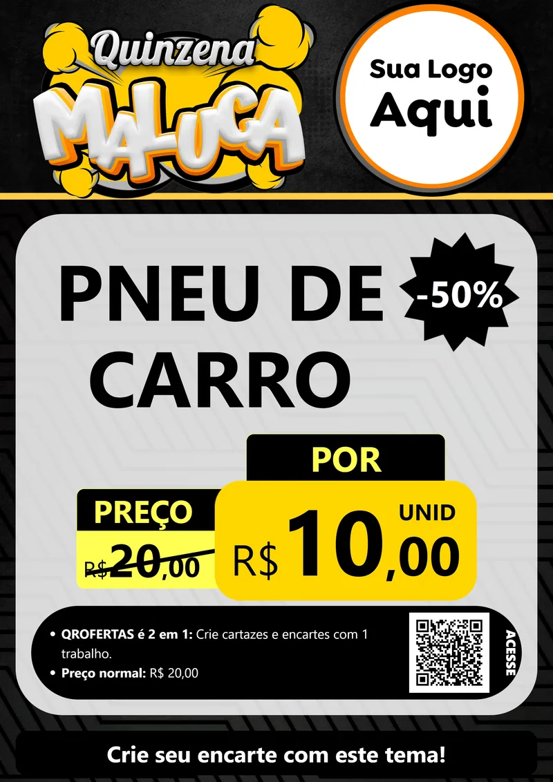Modelo de Cartaz para Cartaz A4 Vertical com o tema Quinzena Maluca para Auto peças