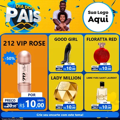 Modelo de Rede Social para Feed Facebook com o tema Dia dos Pais para Perfumes