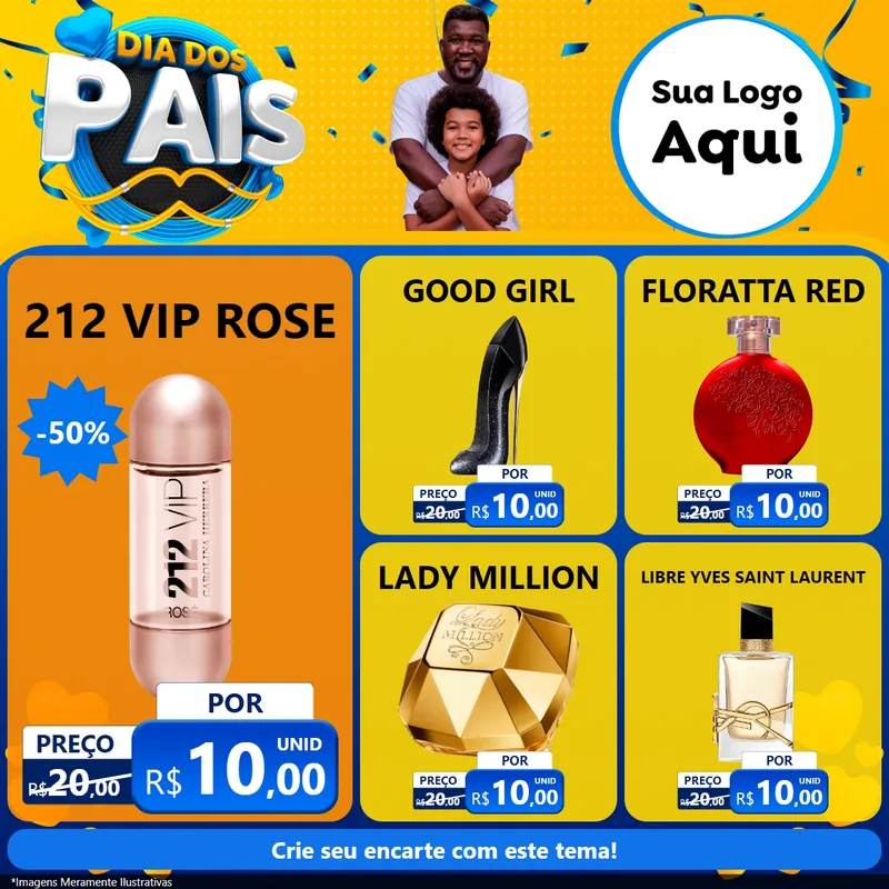 Modelo de Rede Social para Feed Facebook com o tema Dia dos Pais para Perfumes
