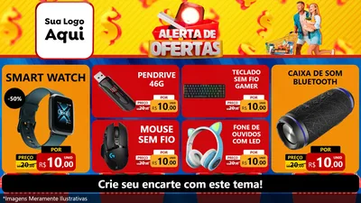 Modelo de TV para TV Horizontal com o tema Alerta de Ofertas para Informática