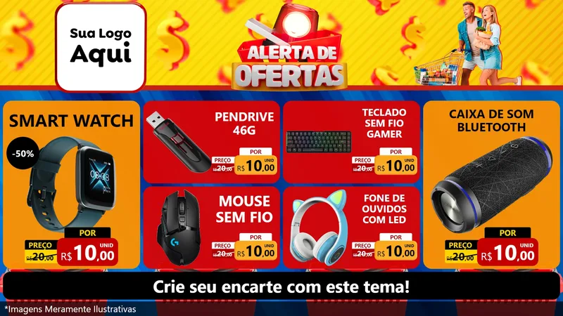 Modelo de TV para TV Horizontal com o tema Alerta de Ofertas para Informática