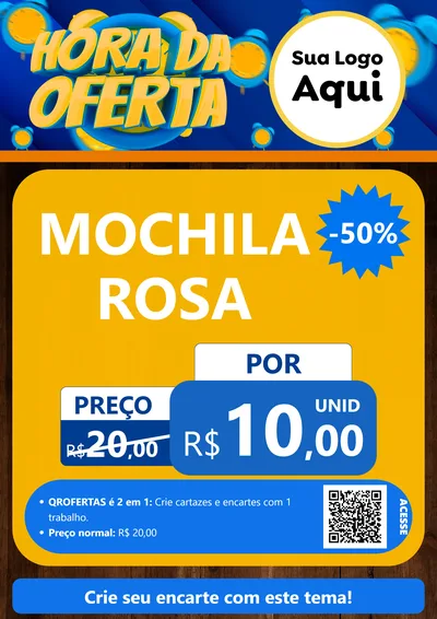 Modelo de Cartaz para Cartaz A4 Vertical com o tema Hora da Oferta para Papelaria