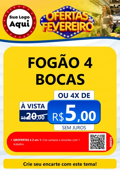 Modelo de Cartaz para Cartaz A4 Vertical com o tema Ofertas de Fevereiro para Móveis e Eletro