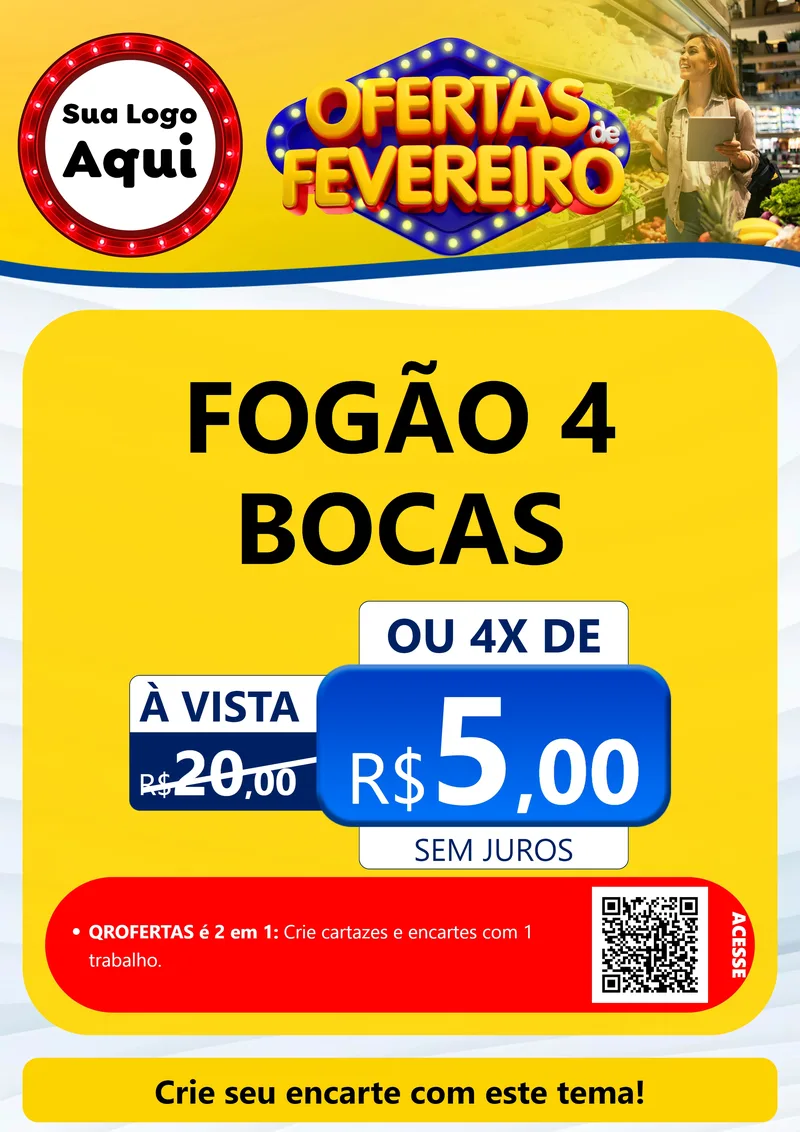 Modelo de Cartaz para Cartaz A4 Vertical com o tema Ofertas de Fevereiro para Móveis e Eletro