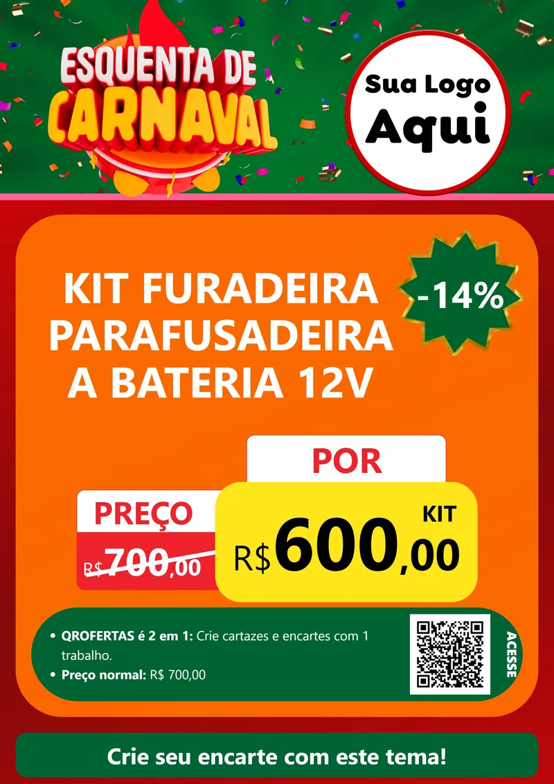 Modelo de Cartaz para Cartaz A4 Vertical com o tema Esquenta de Carnaval para Maquinas e Ferramentas