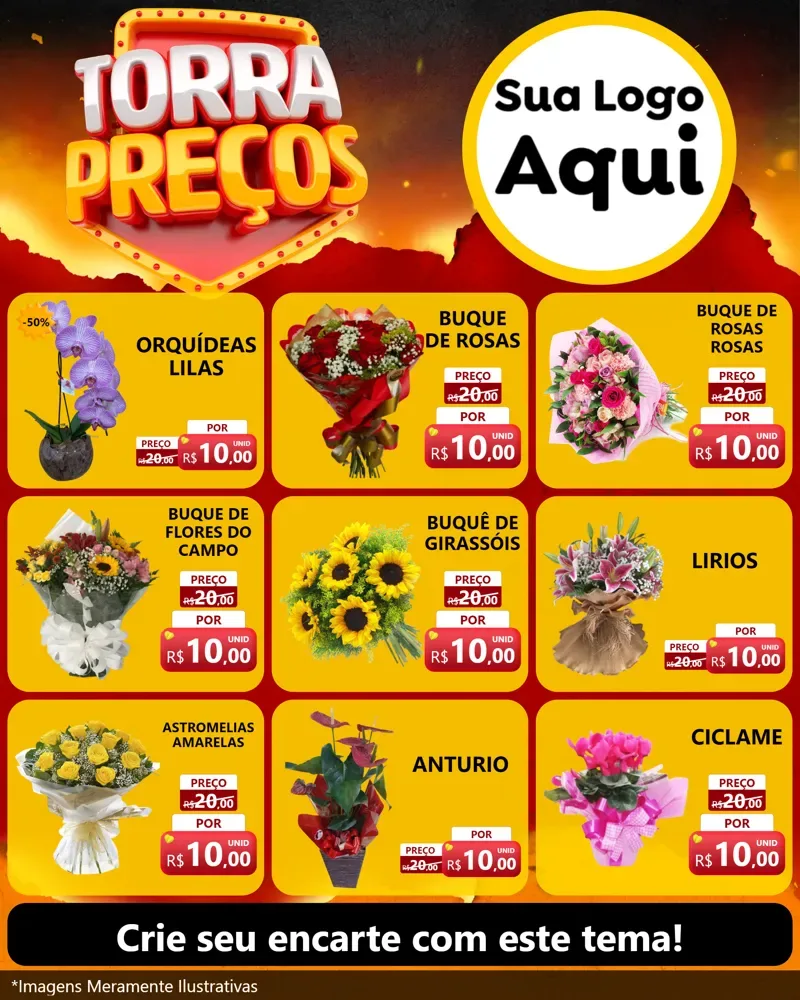 Modelo de Rede Social para Feed Instagram com o tema Torra Preços para Floricultura e jardim