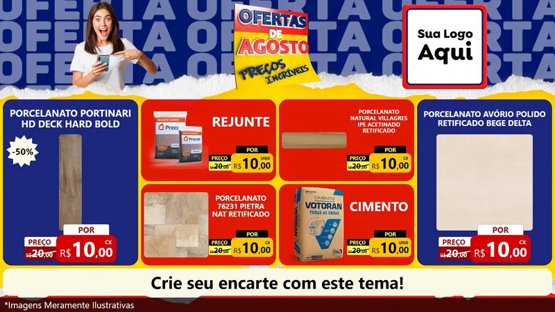 Modelo de TV para TV Horizontal com o tema Ofertas de Agosto - Preços Incríveis para Pisos e revestimentos