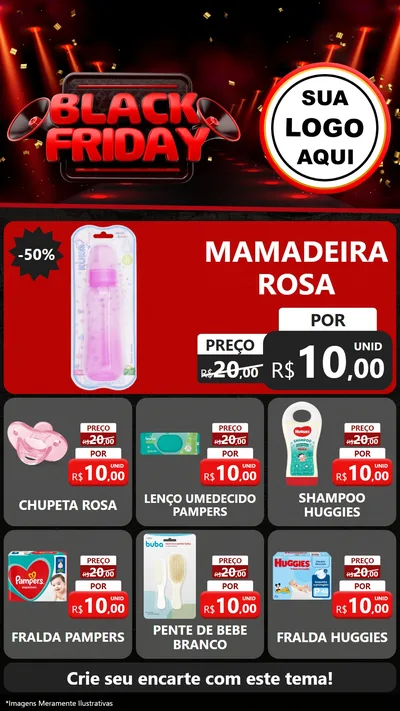 Modelo de Rede Social para Stories com o tema Black Friday para Bebês