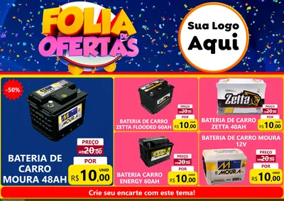 Modelo de Encarte para Encarte A4 Horizontal com o tema Folia de Ofertas para Baterias Elétricas