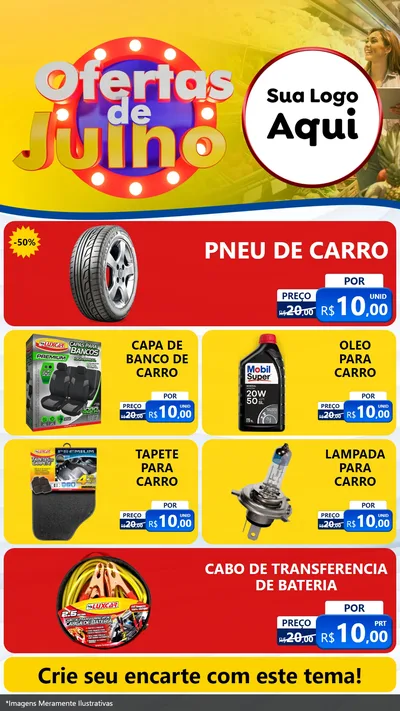 Modelo de TV para TV Vertical com o tema Ofertas de Julho para Auto peças