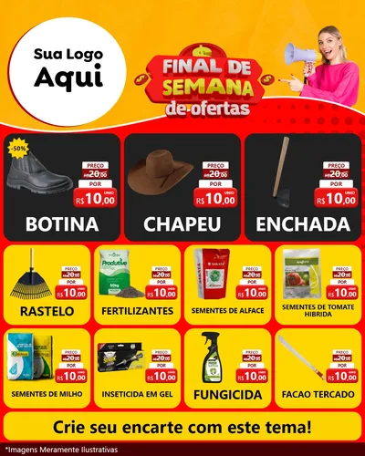 Modelo de Rede Social para Feed Instagram com o tema Final de Semana de Ofertas para Agropecuária