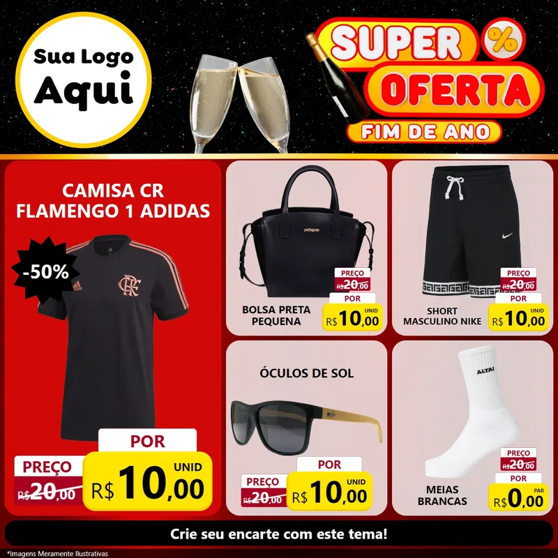 Modelo de Rede Social para Feed Facebook com o tema Super Oferta Fim de Ano para Roupas e acessórios