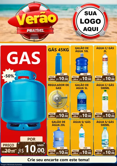 Modelo de Encarte para Encarte A4 Vertical com o tema Verão Imbatível para Água e gás